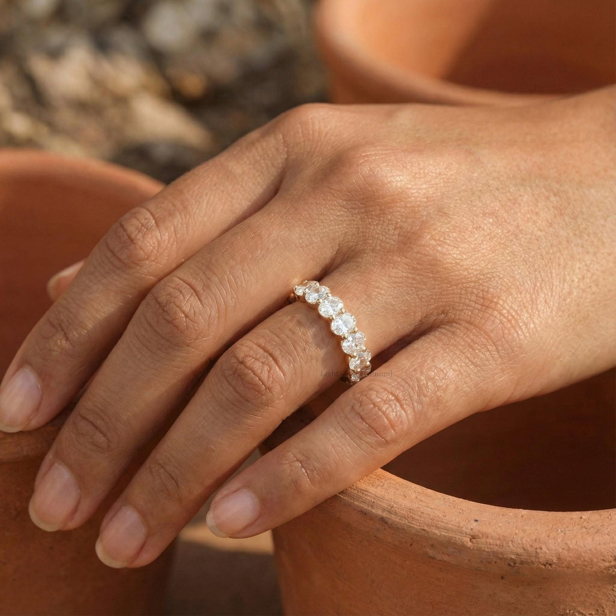 Oval Diamond Wedding Band