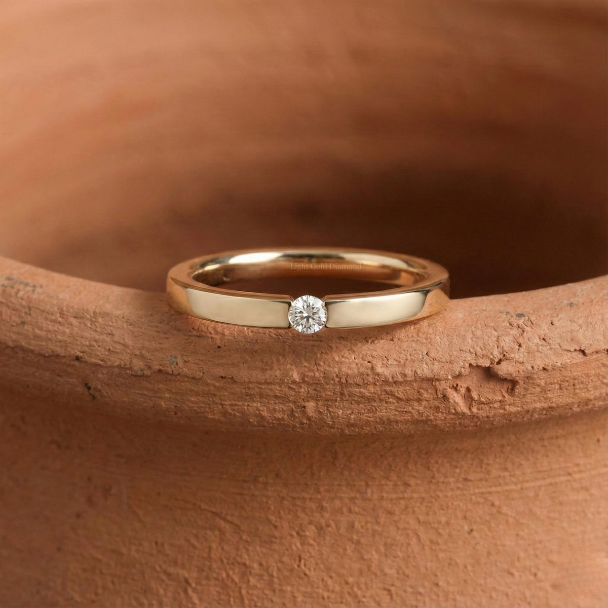 Round Cut Lab Grown Diamond Flush Set Band For Gift