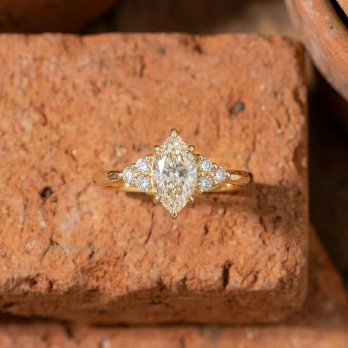Marquise Diamond Cluster Engagement Ring