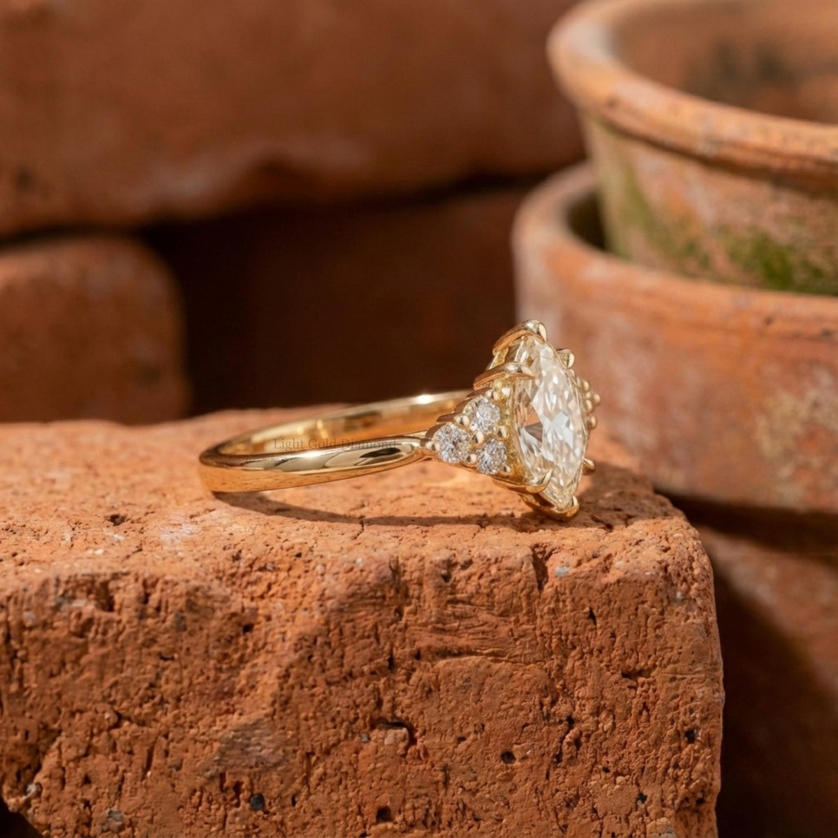 Marquise Diamond Cluster Engagement Ring