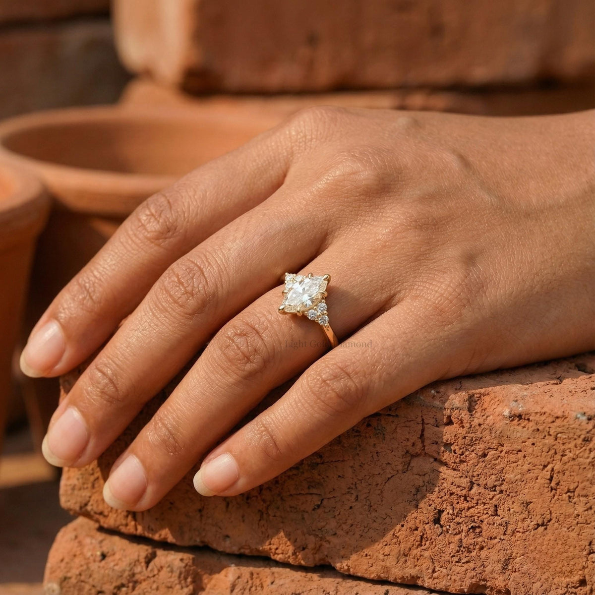 Marquise Diamond Cluster Engagement Ring