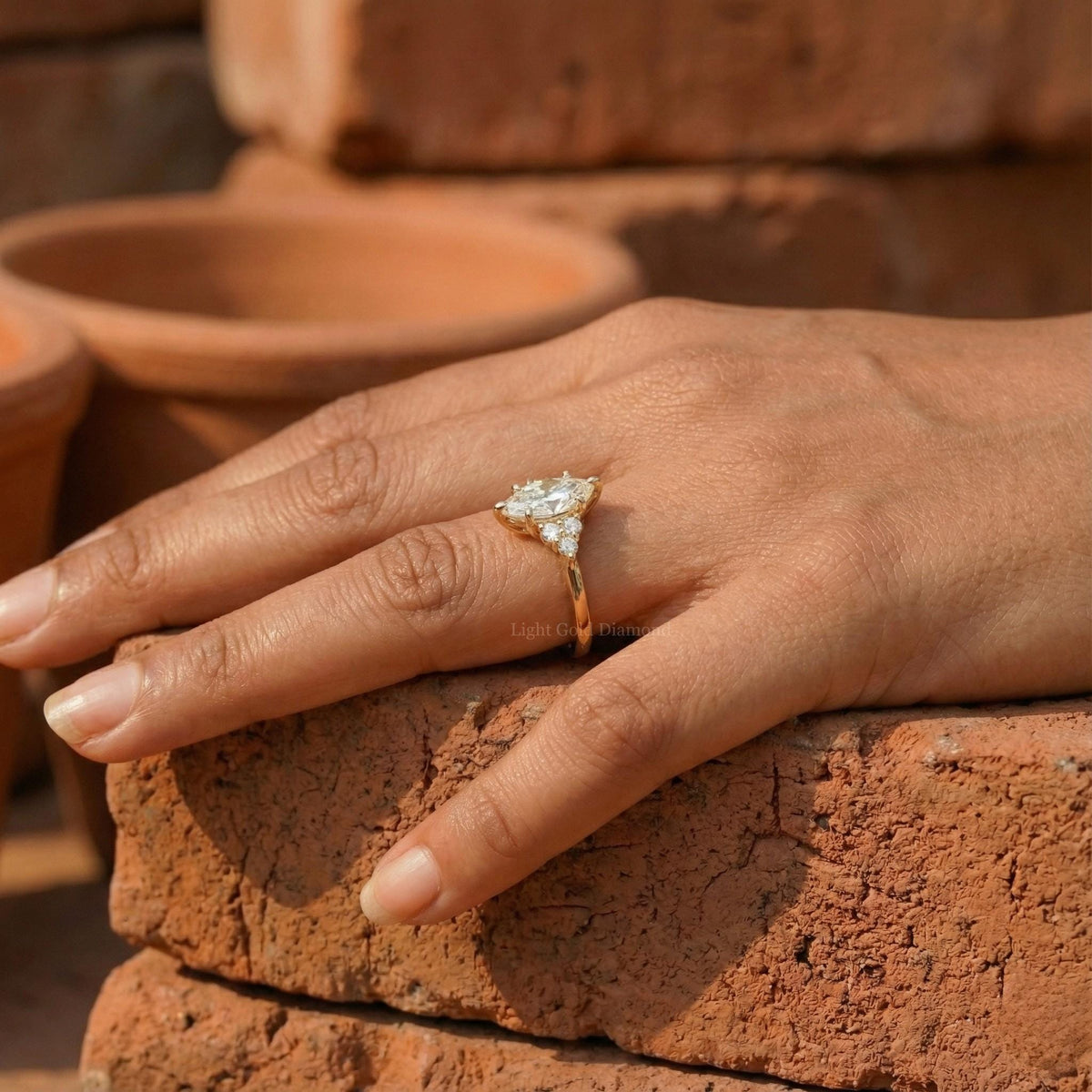 Marquise Diamond Cluster Engagement Ring