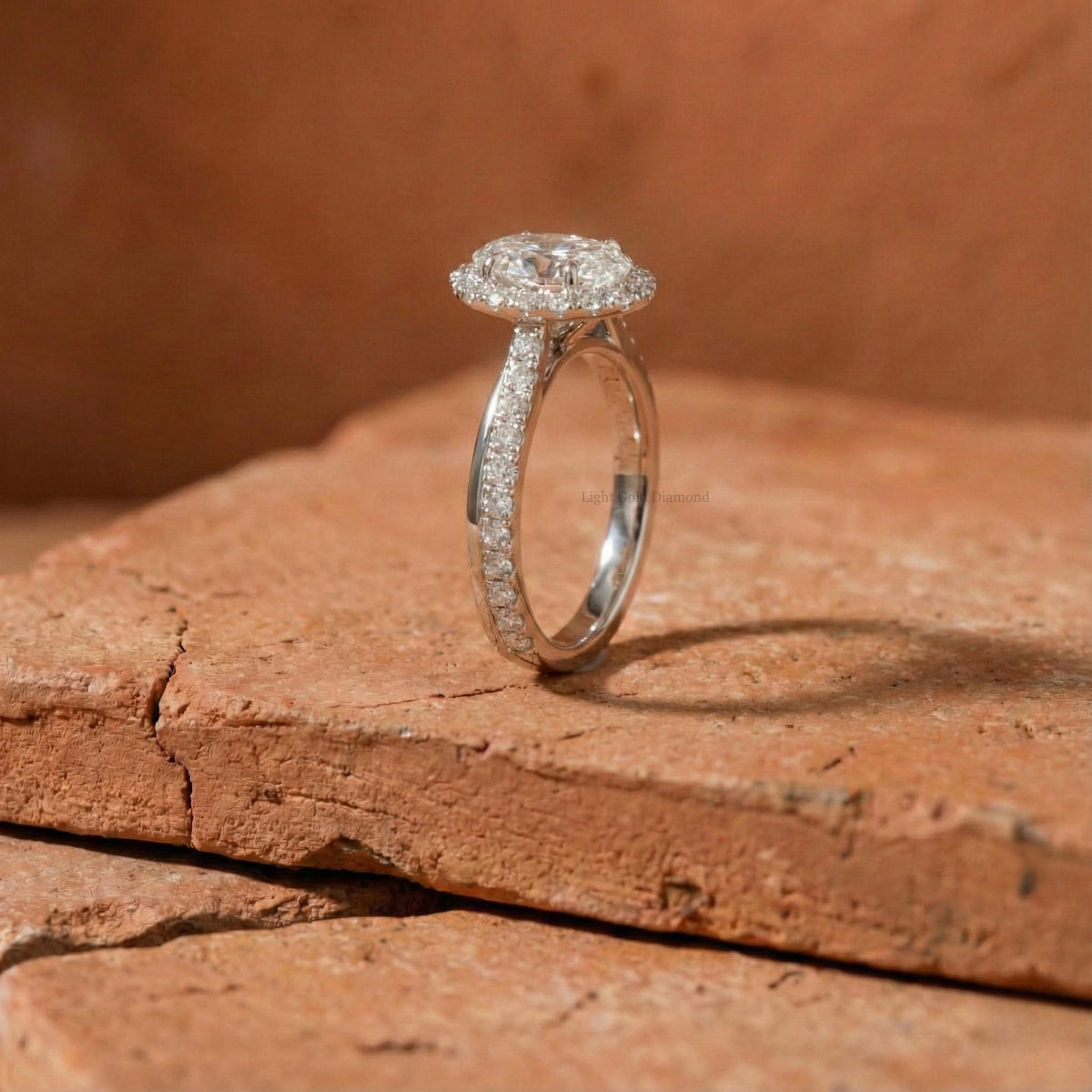 Oval Cut Lab Grown Diamond Halo Engagement Ring