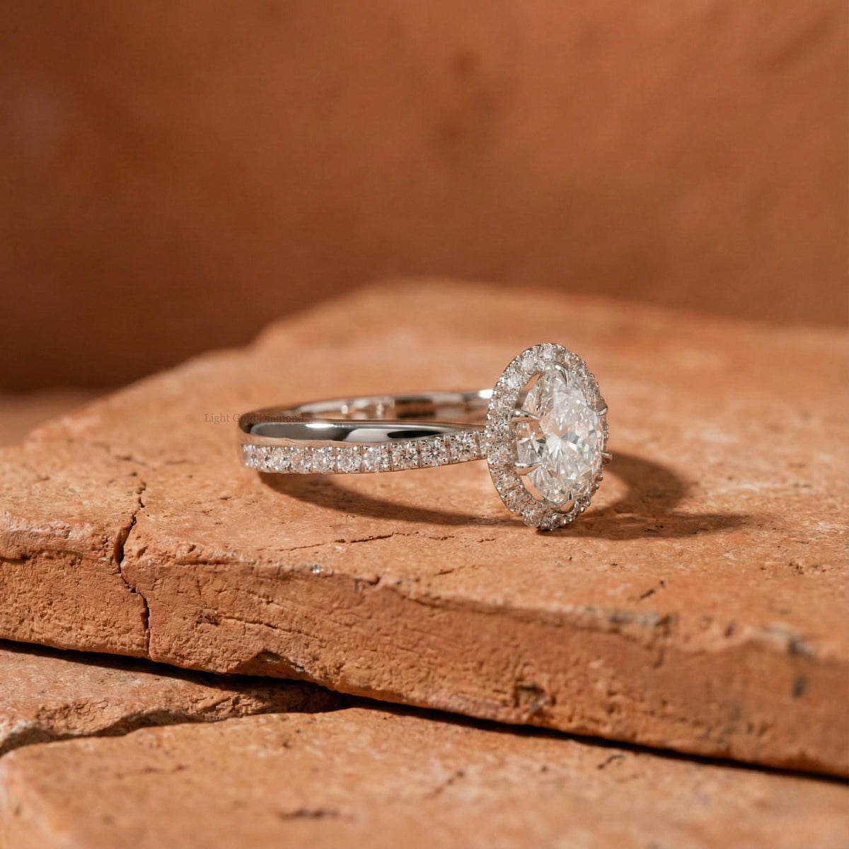 Oval Cut Lab Grown Diamond Halo Engagement Ring