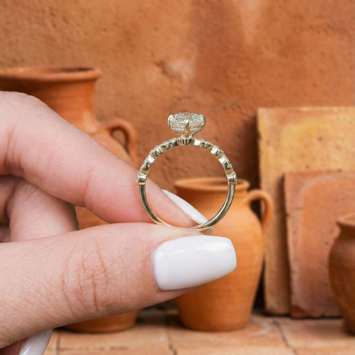 Oval Lab Grown Diamond Hidden Halo Ring