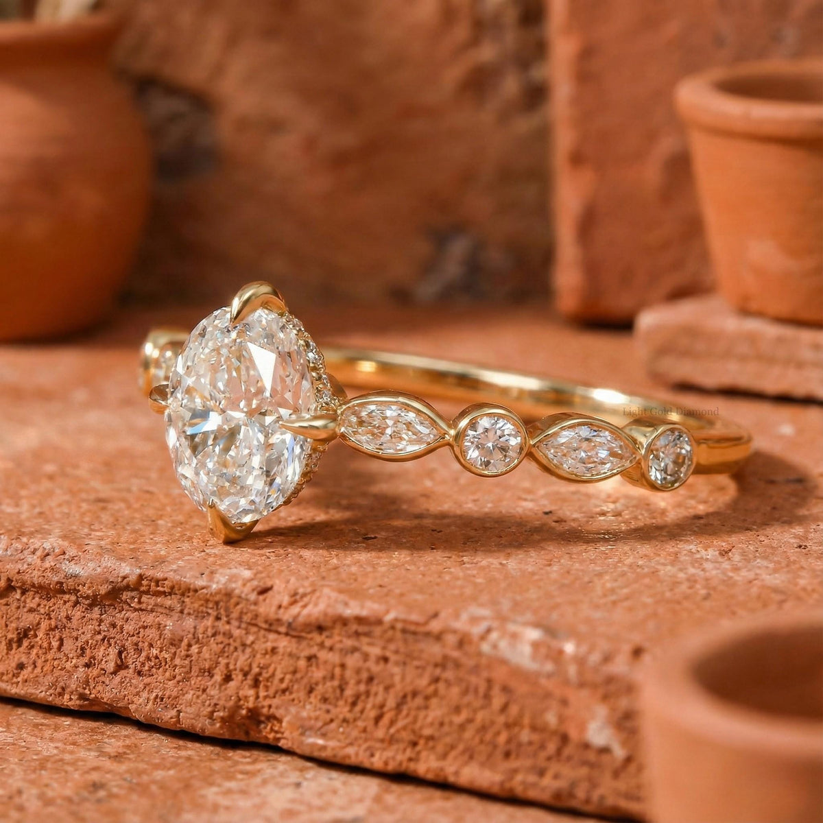 Oval Lab Grown Diamond Hidden Halo Ring