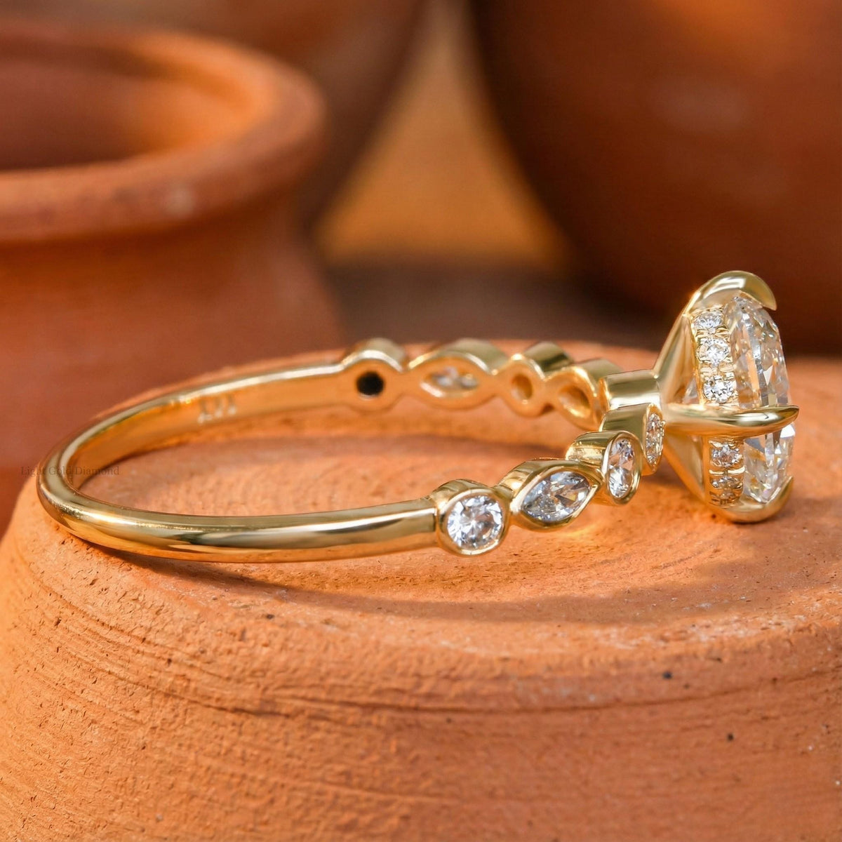 Oval Lab Grown Diamond Hidden Halo Ring