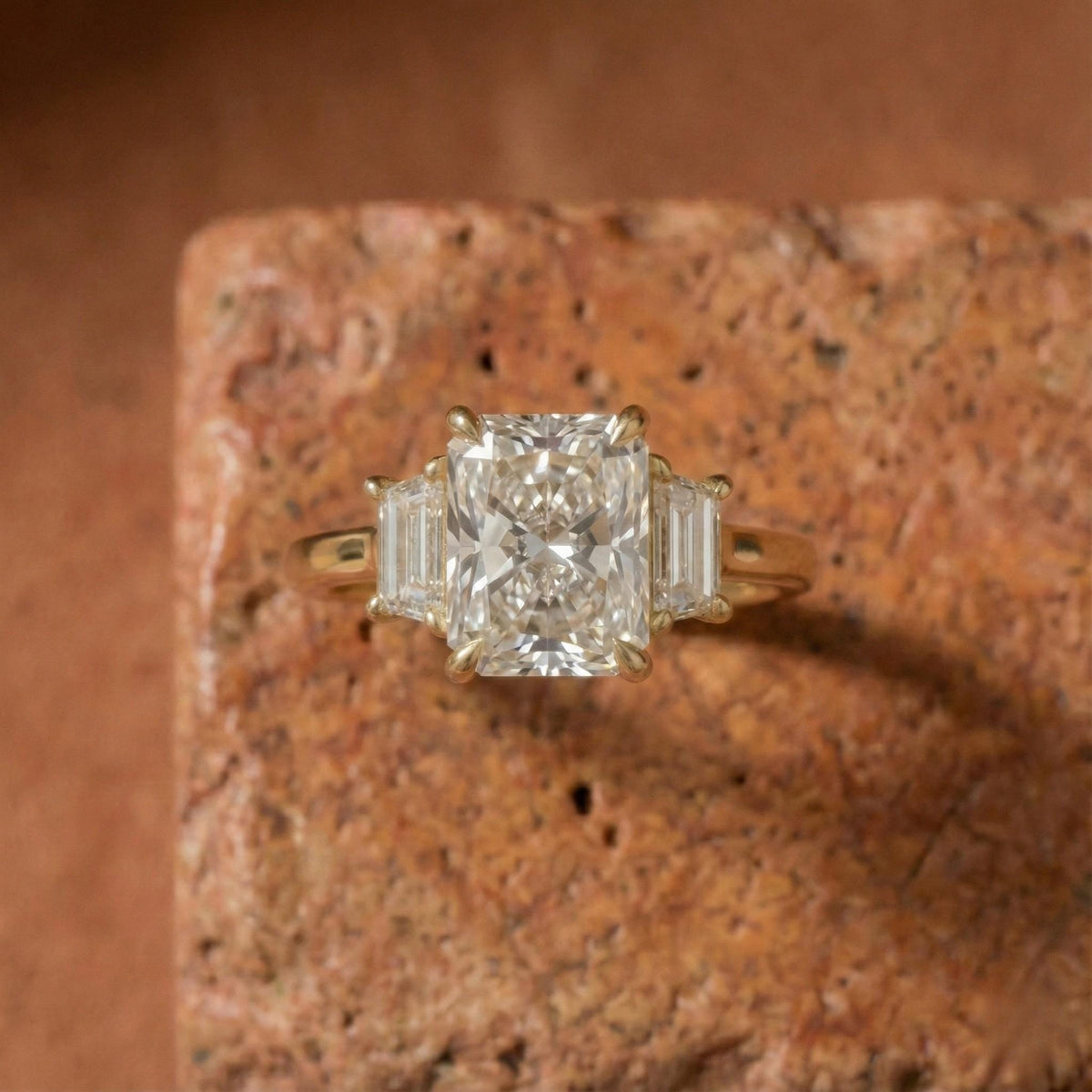 Radiant Cut Lab Grown Diamond Three Stone Ring