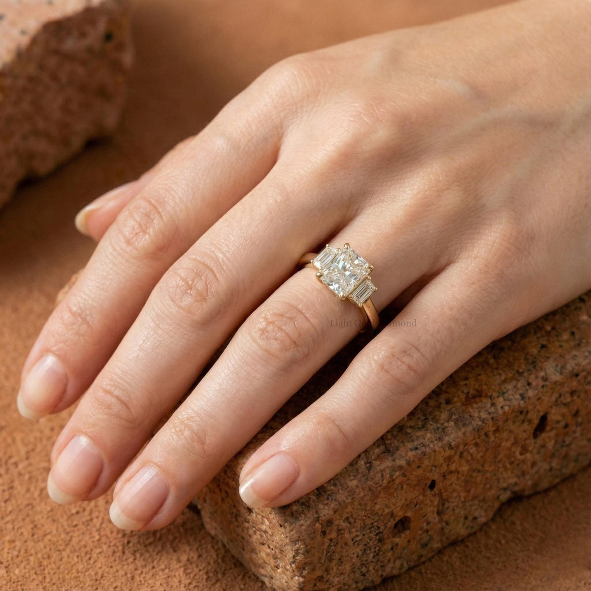 Radiant Cut Lab Grown Diamond Three Stone Ring
