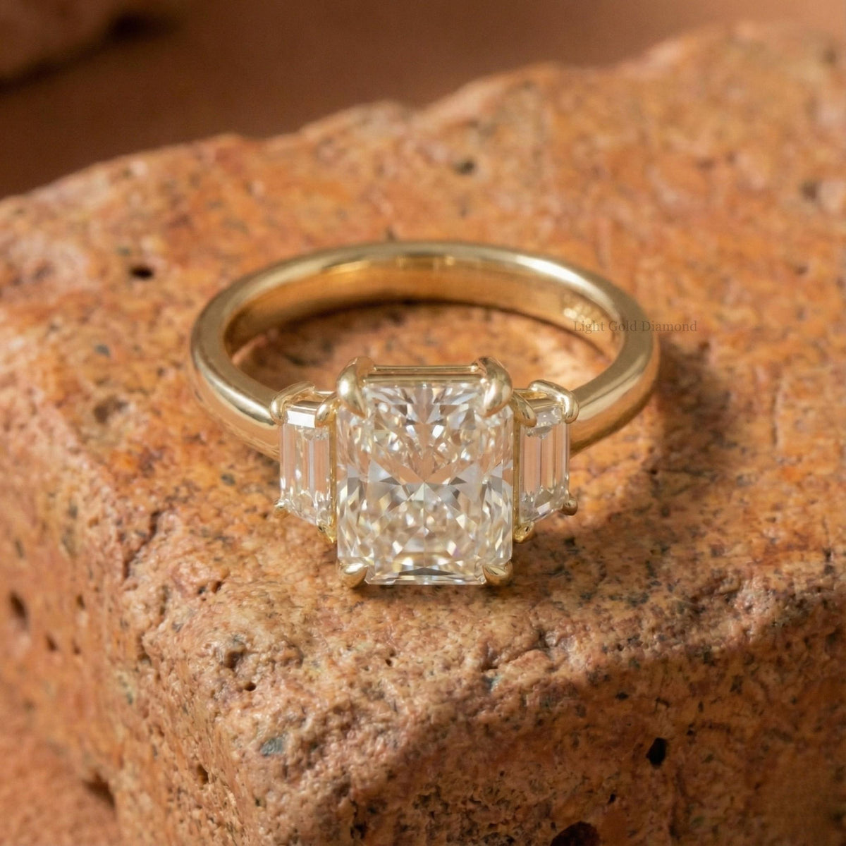 Radiant Cut Lab Grown Diamond Three Stone Ring