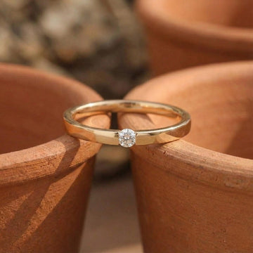 Round Cut Lab Grown Diamond Flush Set Band For Gift