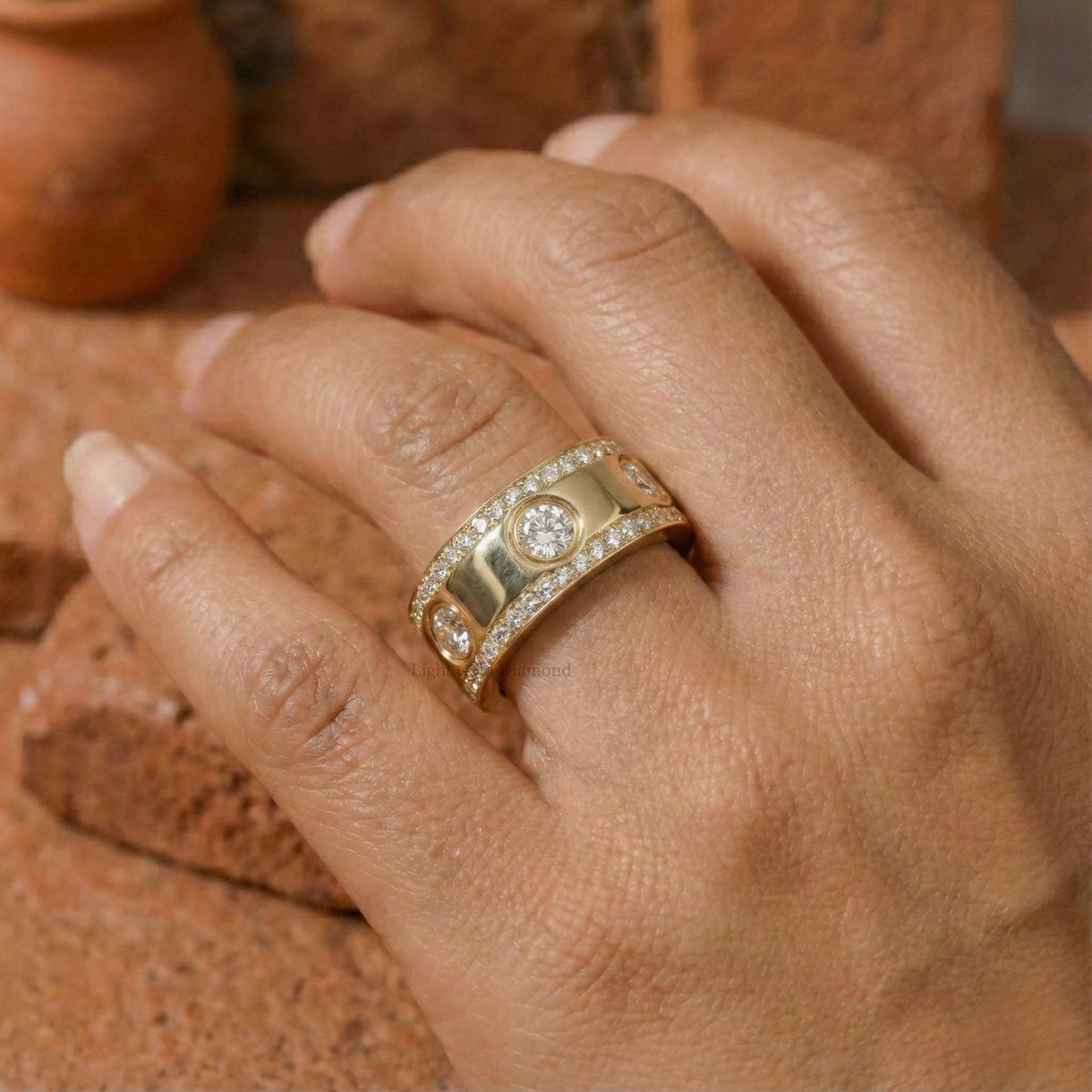 Round Lab Grown Diamond Band For Wedding Gift