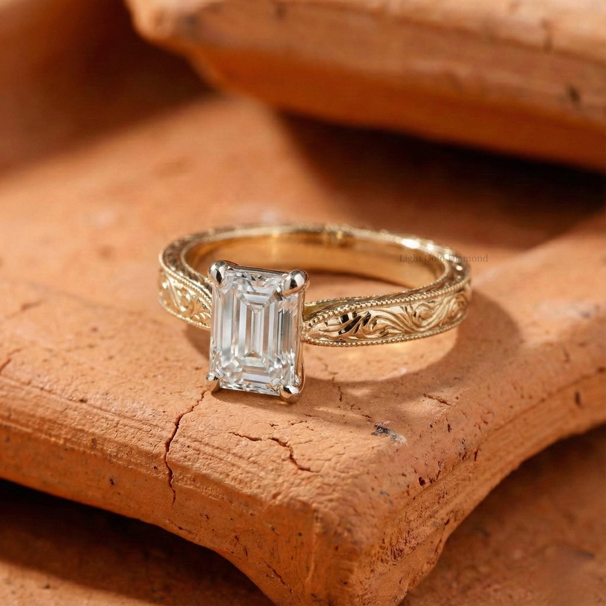 1 To 5 CT Emerald Cut Lab Grown Diamond Engagement Ring