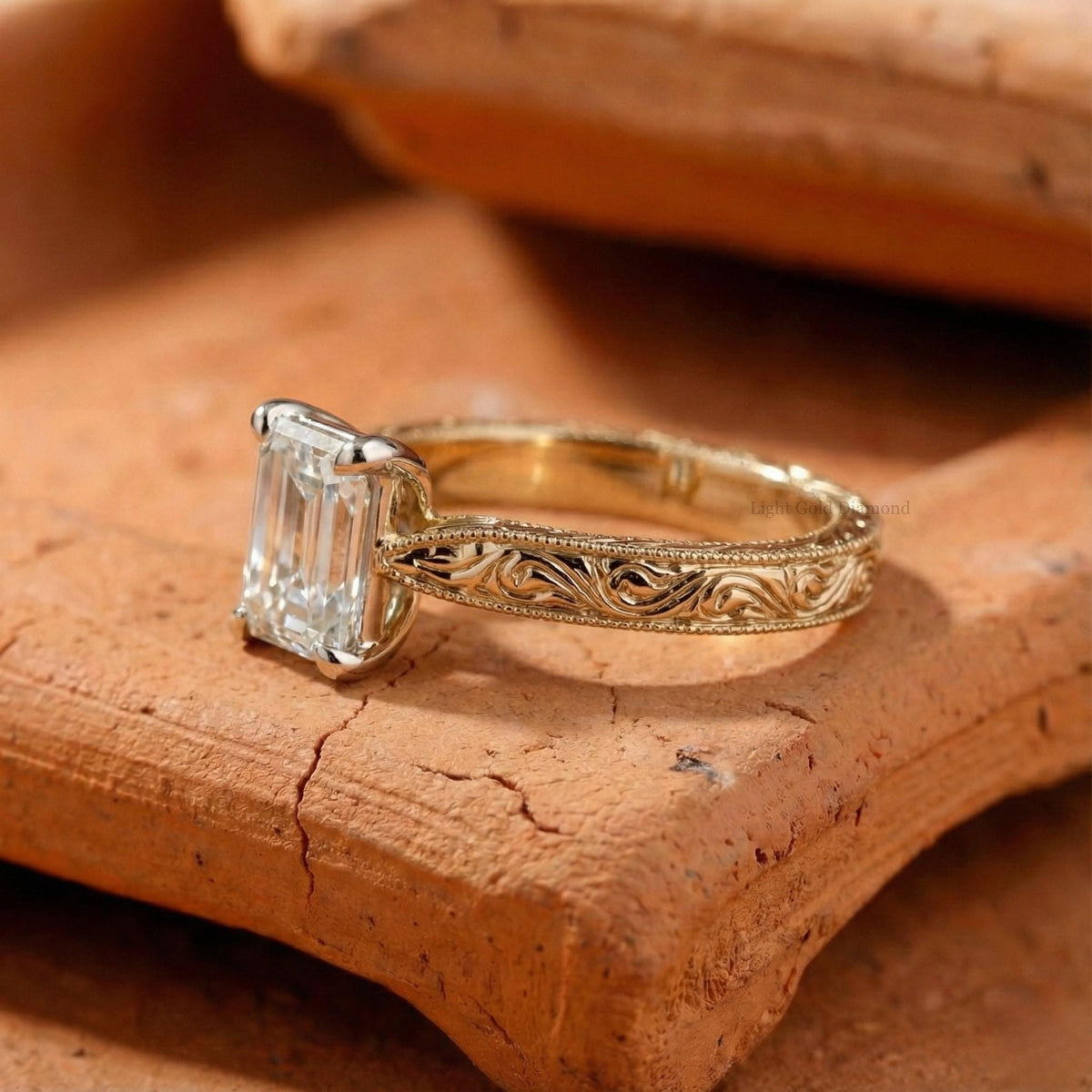 1 To 5 CT Emerald Cut Lab Grown Diamond Engagement Ring