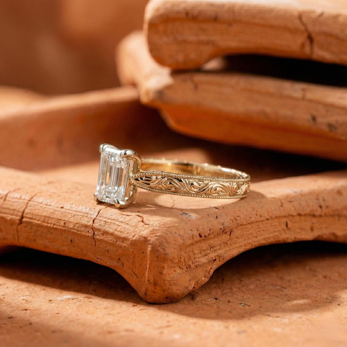 1 To 5 CT Emerald Cut Lab Grown Diamond Engagement Ring