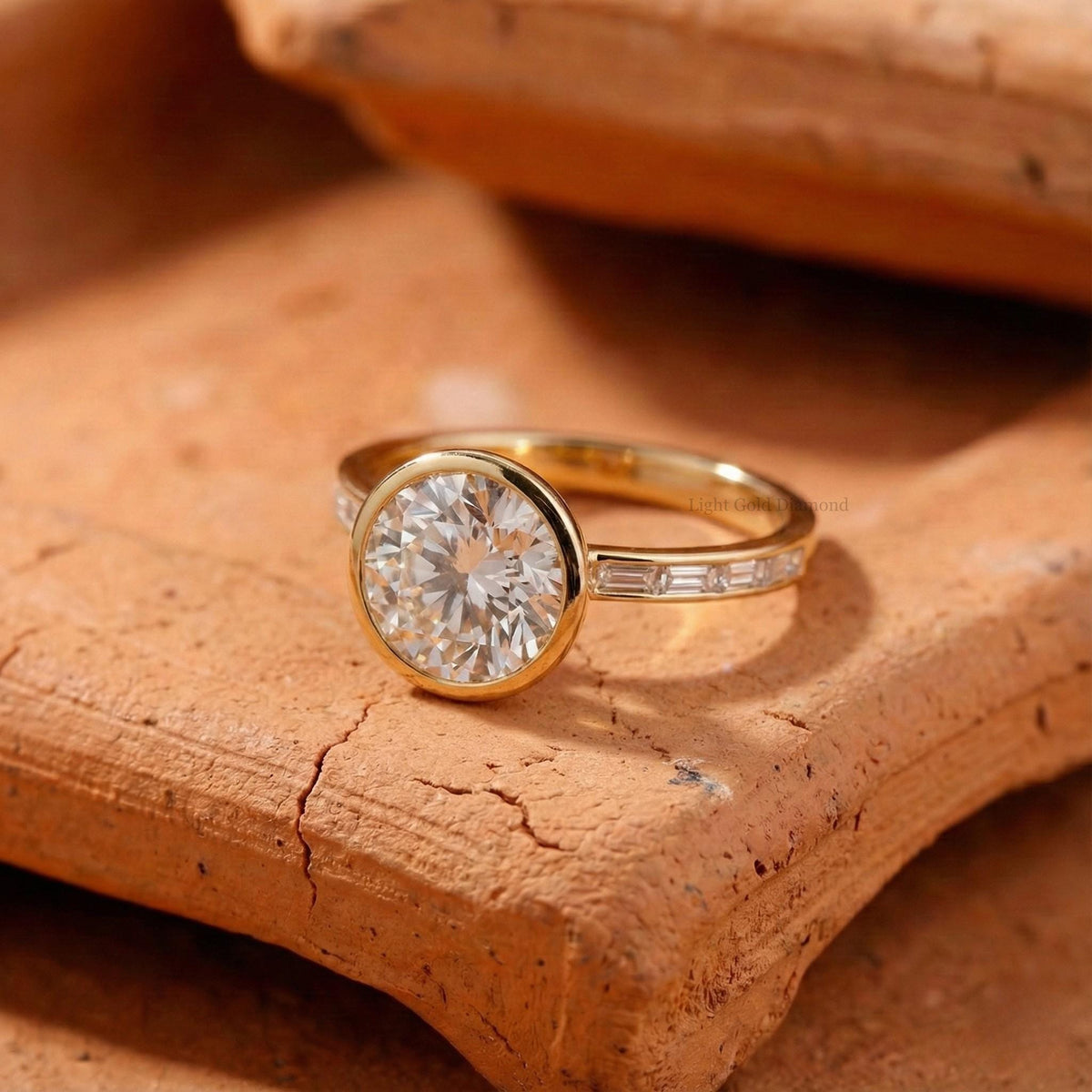 1.00 To 5.00 CT Round Cut Lab Grown Diamond Bezel Set Ring