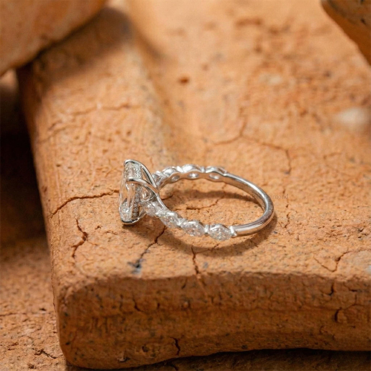 Radiant Cut Lab Grown Diamond Hidden Halo Solitaire Ring