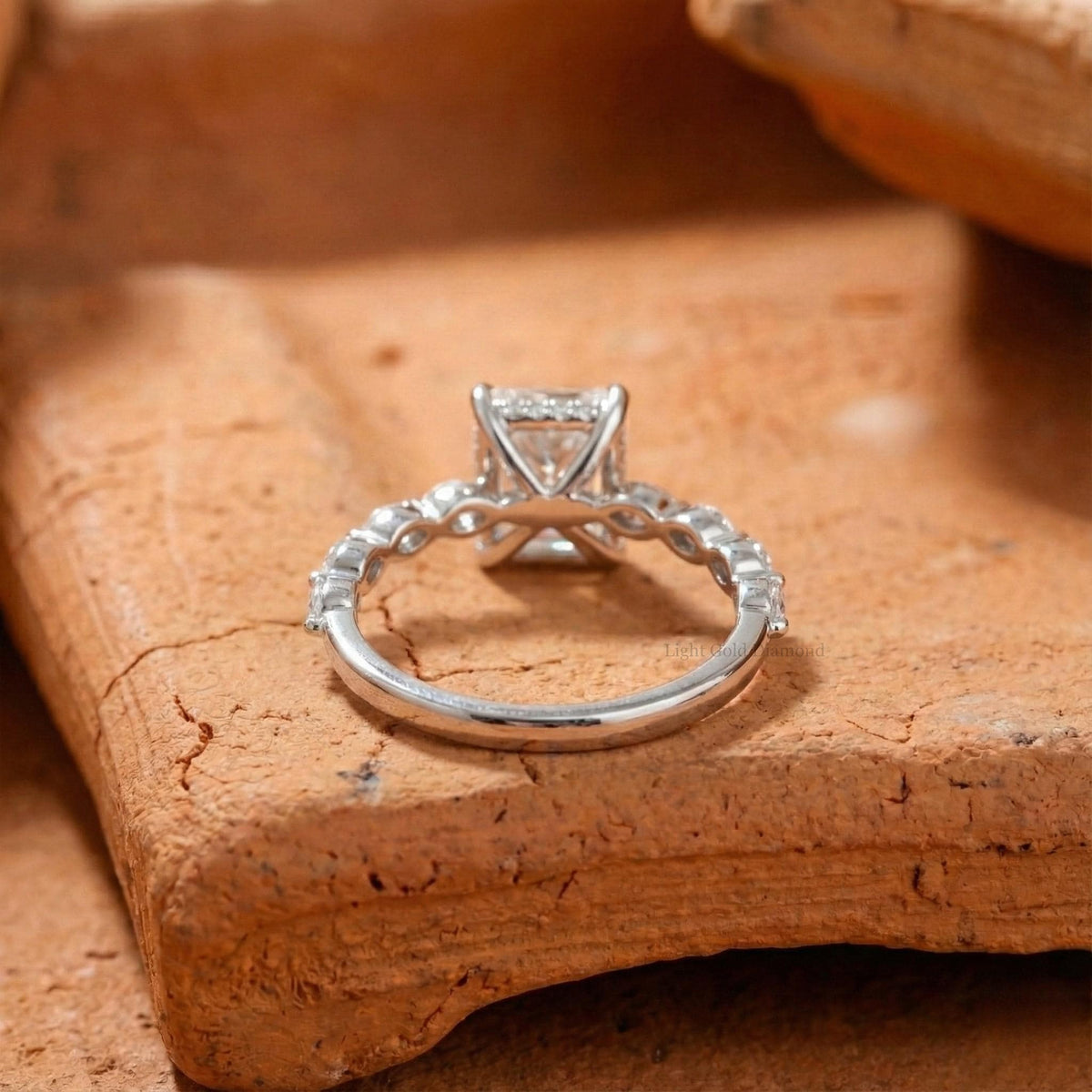 Radiant Cut Lab Grown Diamond Hidden Halo Solitaire Ring