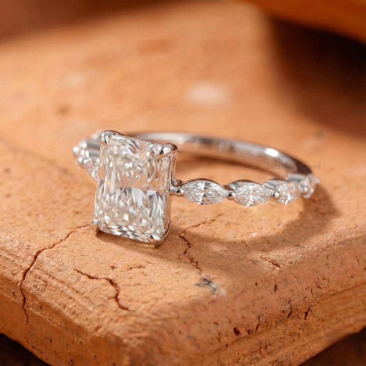 Radiant Cut Lab Grown Diamond Hidden Halo Solitaire Ring