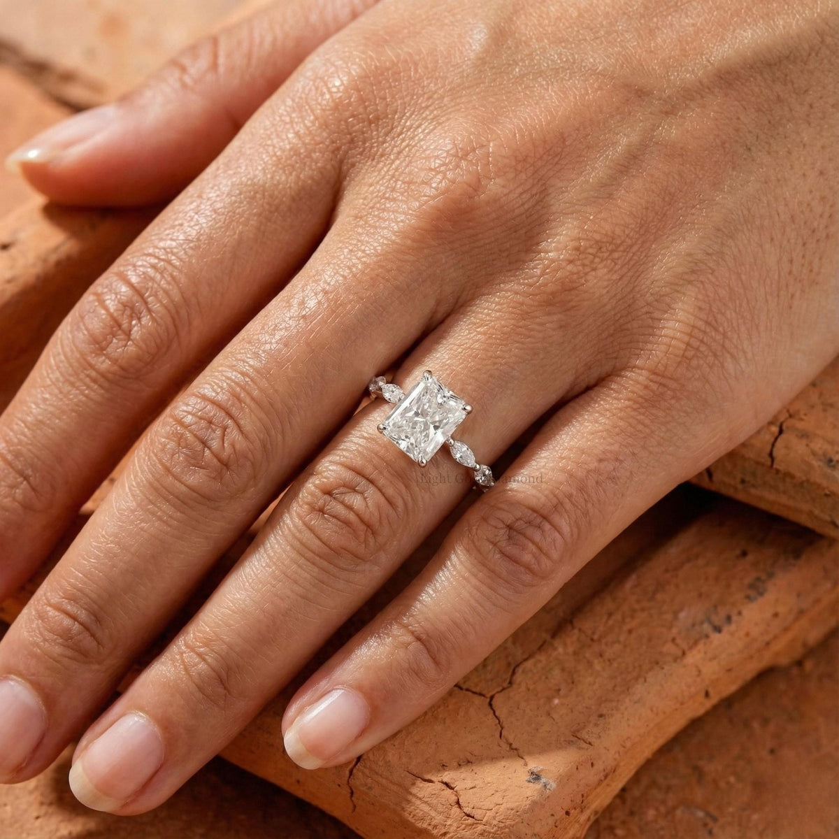 Radiant Cut Lab Grown Diamond Hidden Halo Solitaire Ring