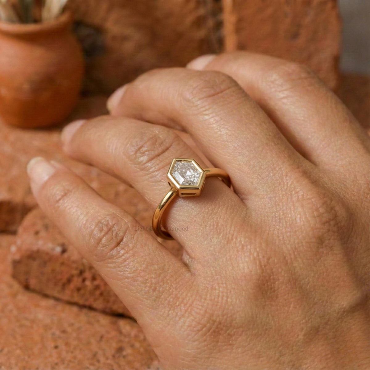 1.00 CT Hexagon Lab-Grown Diamond Ring For Wedding Gift