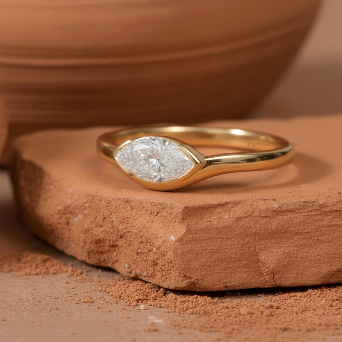 Marquise Cut Lab Grown Diamond East West Solitaire Ring