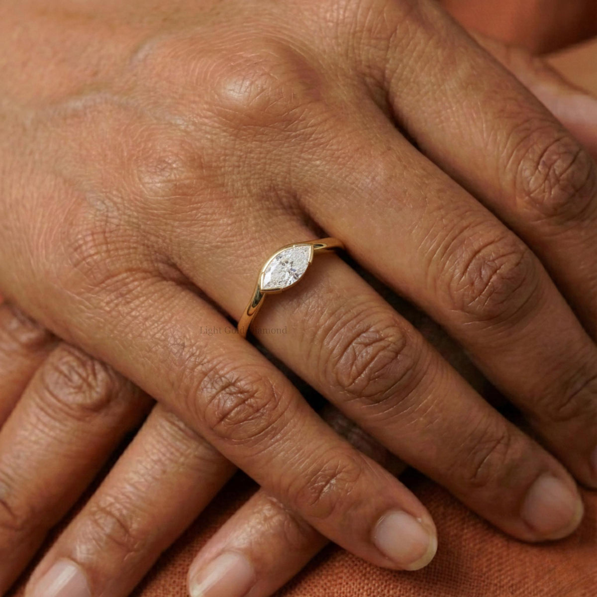 Marquise Cut Lab Grown Diamond East West Solitaire Ring