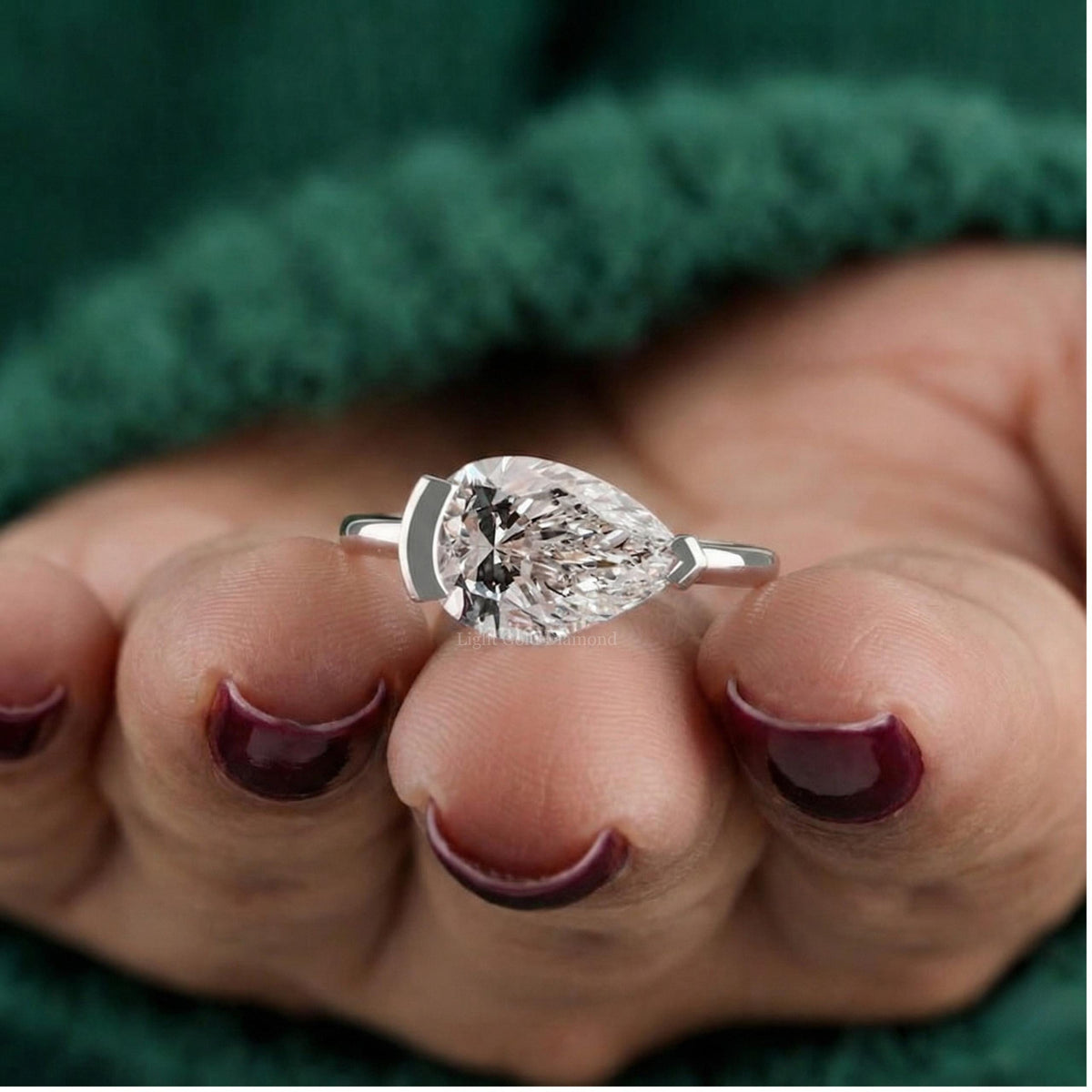 Pear Cut Lab Grown Diamond Ring