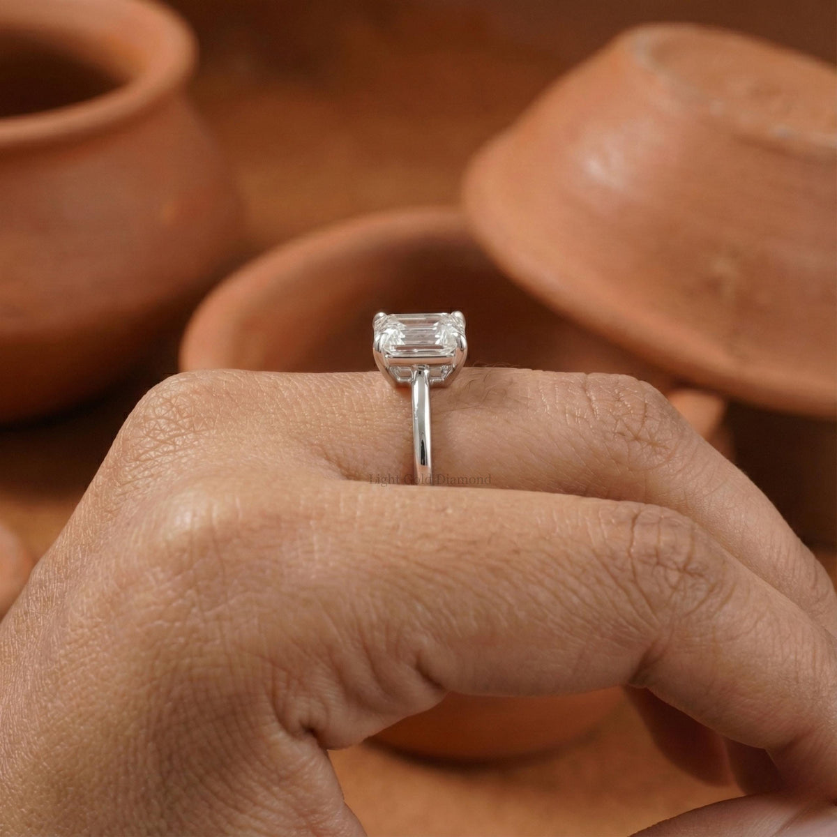 Lab Grown Asscher Diamond Solitaire Engagement Ring