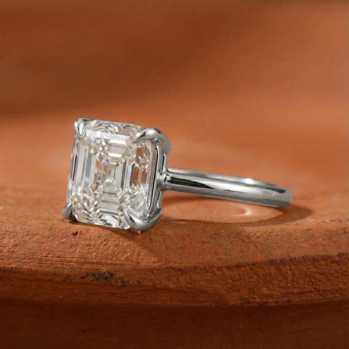Lab Grown Asscher Diamond Solitaire Engagement Ring