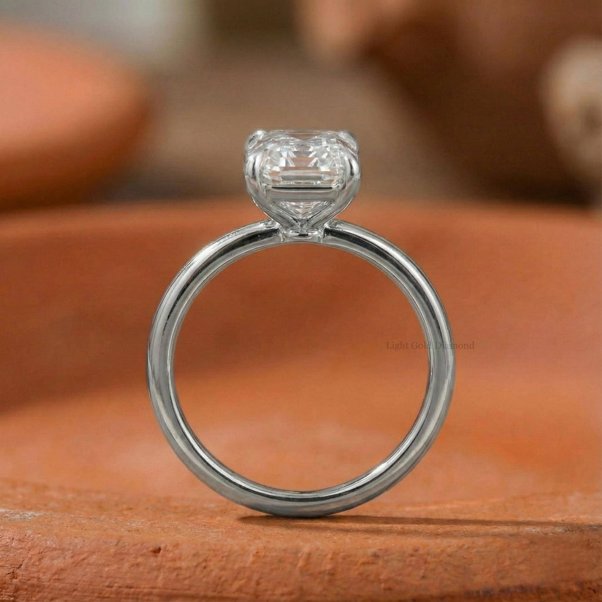 Lab Grown Asscher Diamond Solitaire Engagement Ring