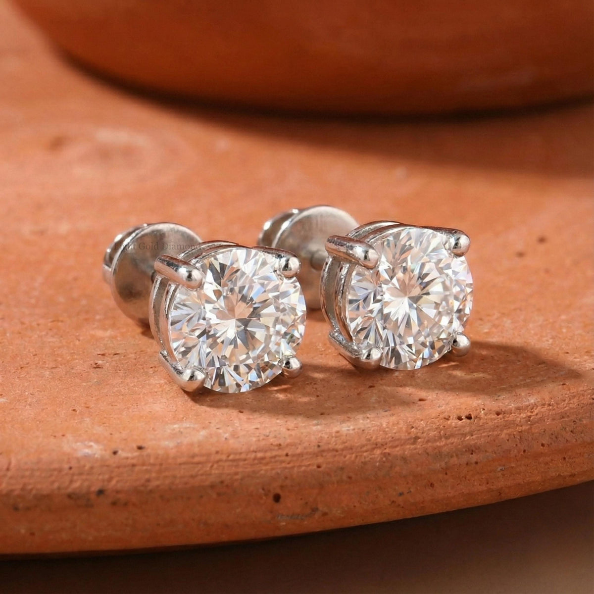 Lab Grown Round Diamond Stud Earrings
