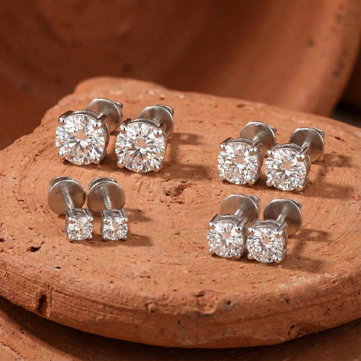 Lab Grown Round Diamond Stud Earrings