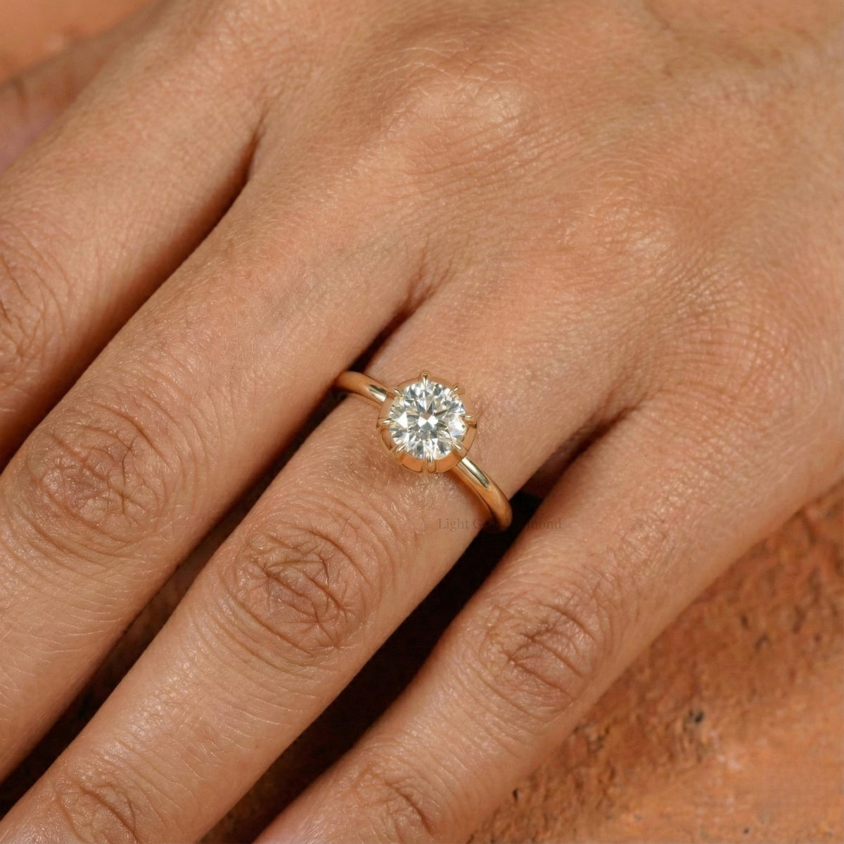 Lab Grown Round Diamond Antique Engagement Ring