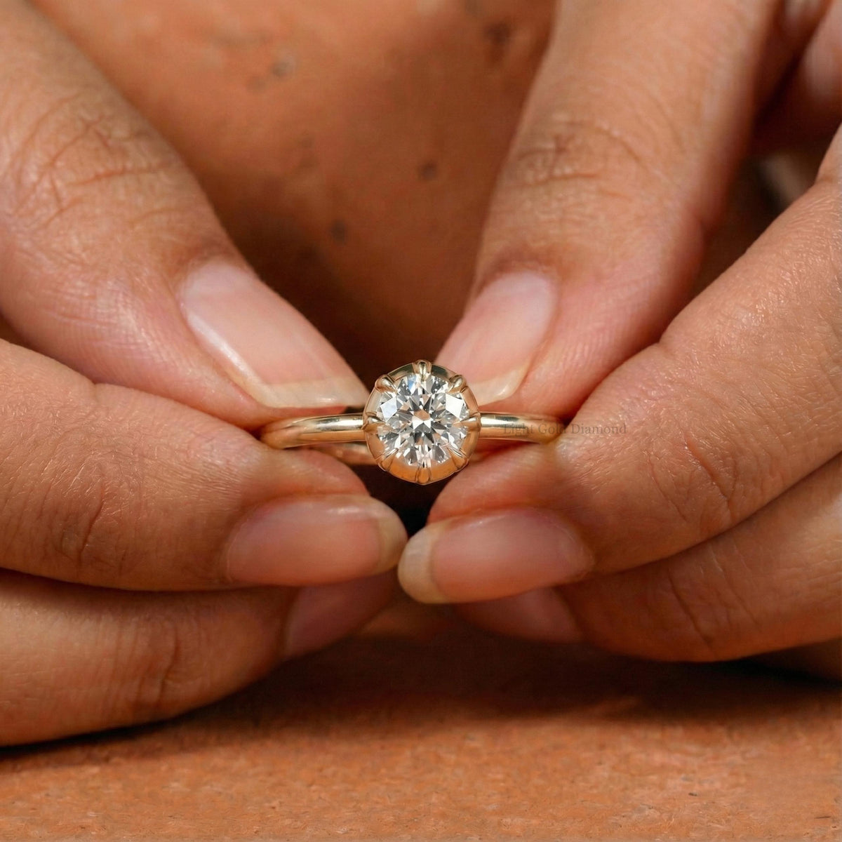 Lab Grown Round Diamond Antique Engagement Ring