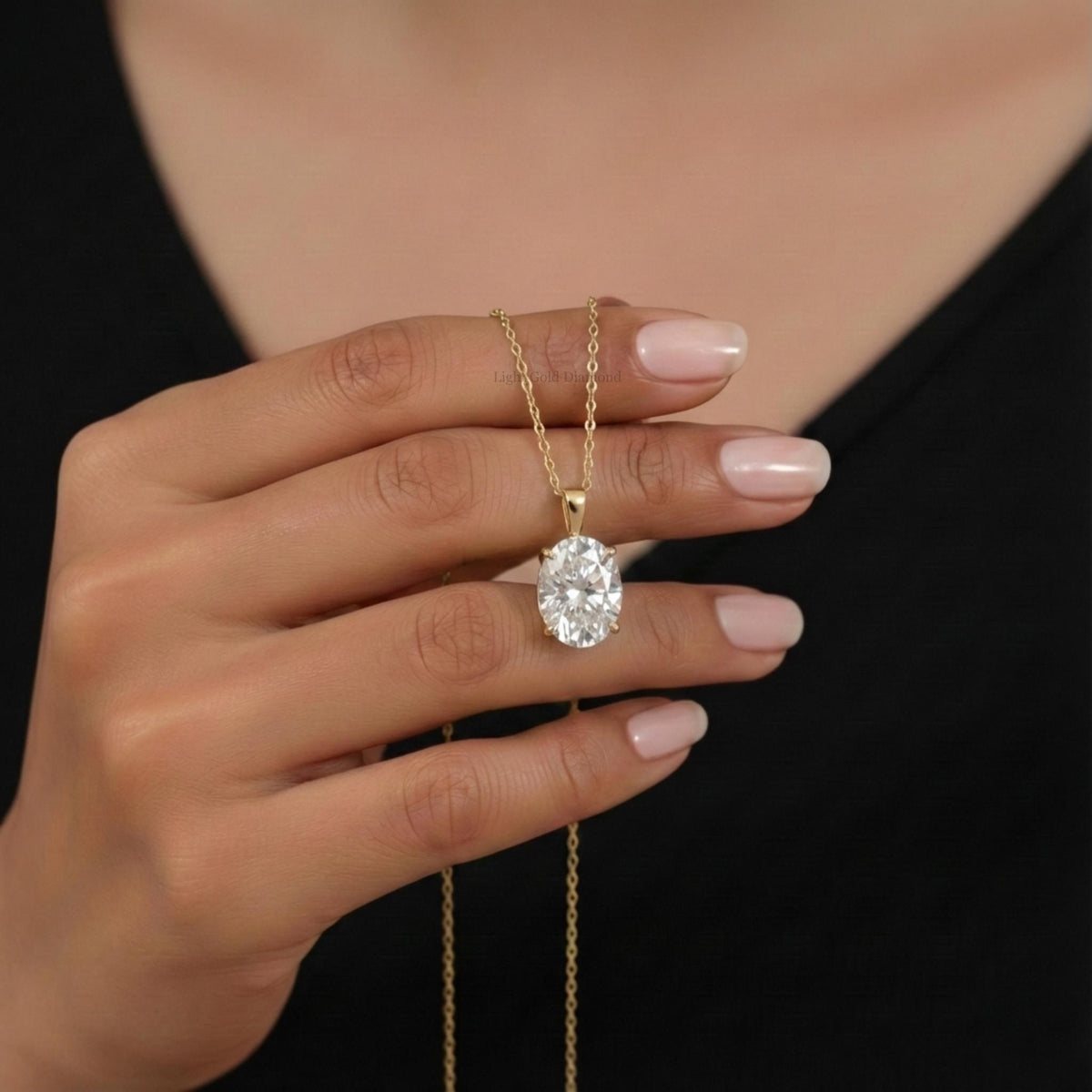 0.50–3.00 CT Oval Cut Lab-Grown Diamond Solitaire Pendant Necklace
