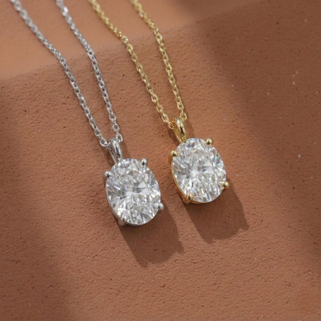 0.50–3.00 CT Oval Cut Lab-Grown Diamond Solitaire Pendant Necklace