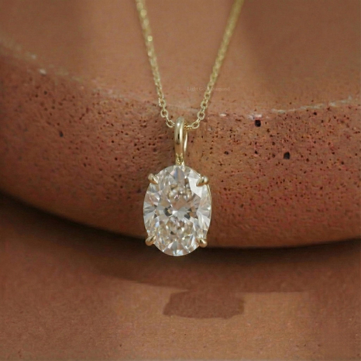 0.50–3.00 CT Oval Cut Lab-Grown Diamond Solitaire Pendant Necklace