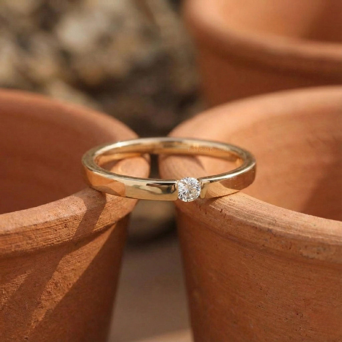 Round Cut Lab Grown Diamond Flush Set Band For Gift