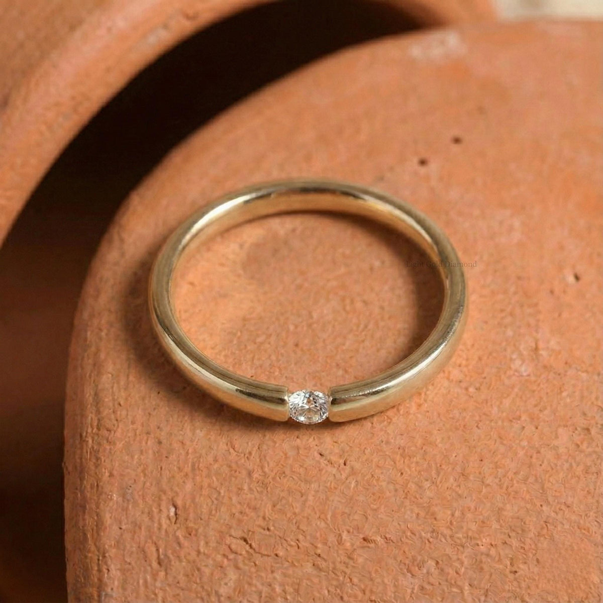 Round Cut Lab Grown Diamond Flush Set Band For Gift