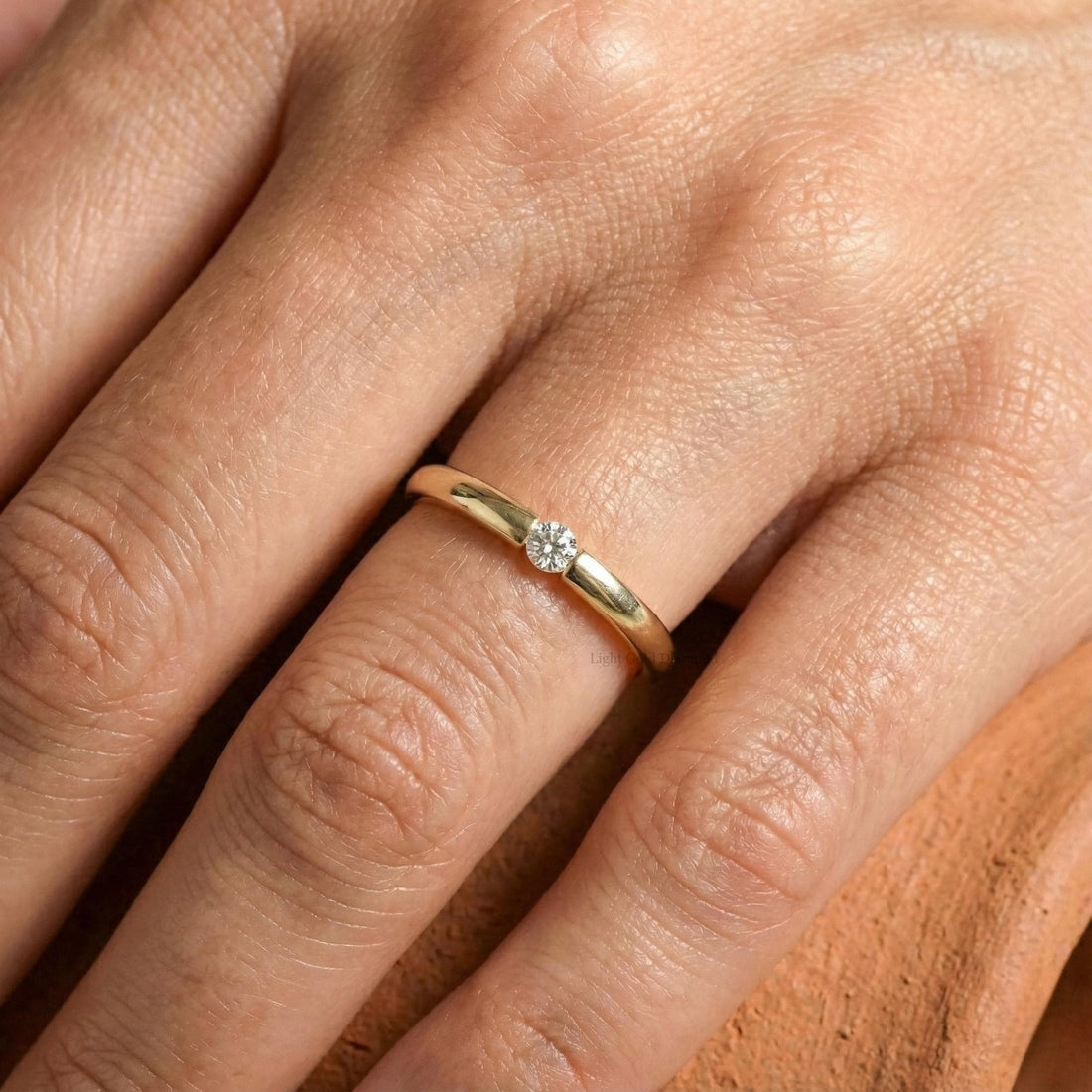 Round Cut Lab Grown Diamond Flush Set Band For Gift