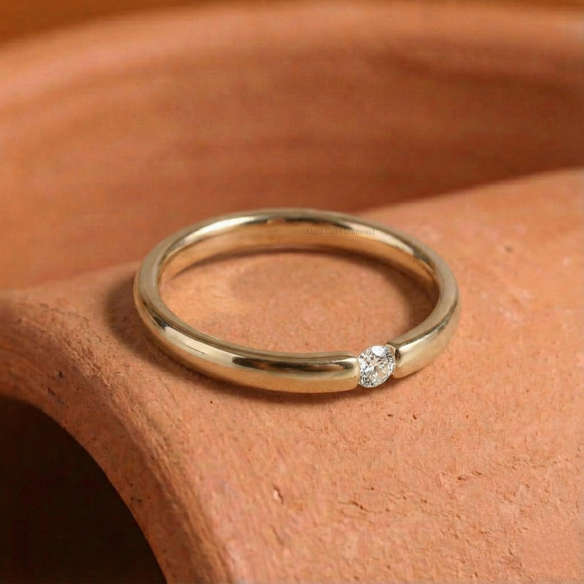 Round Cut Lab Grown Diamond Flush Set Band For Gift