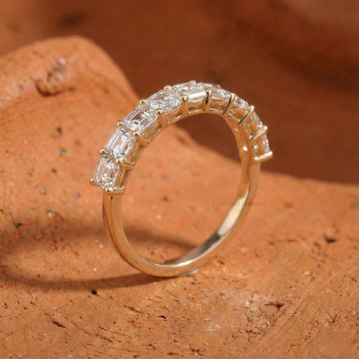 Asscher Cut Lab Grown Diamond Half Eternity Band For Bridal Gift