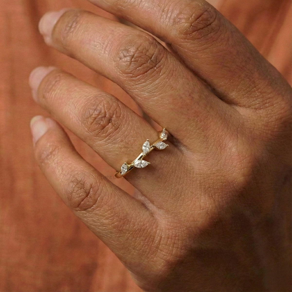 Marquise Lab Grown Diamond Nature Inspired Wedding Band