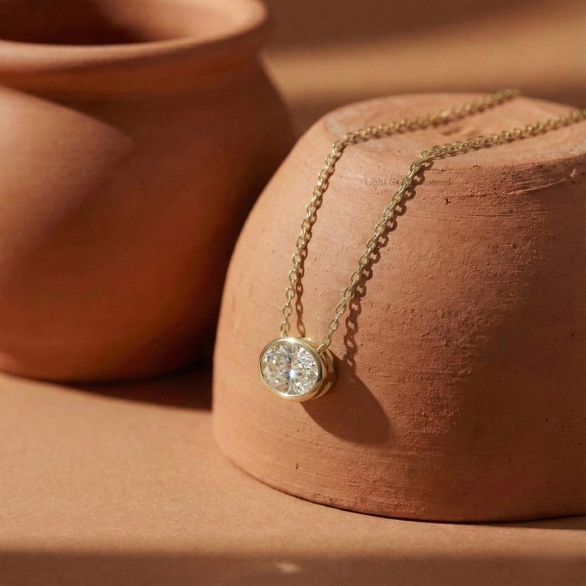 Oval Cut Lab Grown Diamond East West Pendant Necklace For Gift