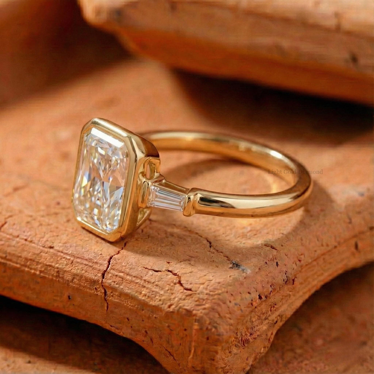 3.00 To 5.00 CT Radiant Cut Lab Grown Diamond Bezel Set Ring