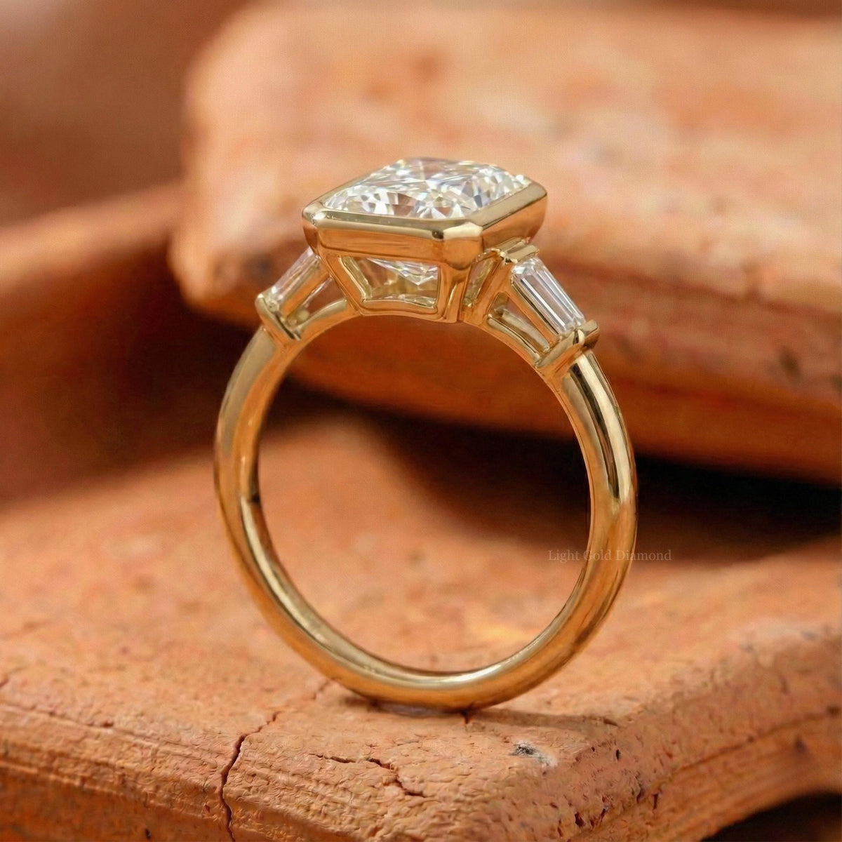 3.00 To 5.00 CT Radiant Cut Lab Grown Diamond Bezel Set Ring