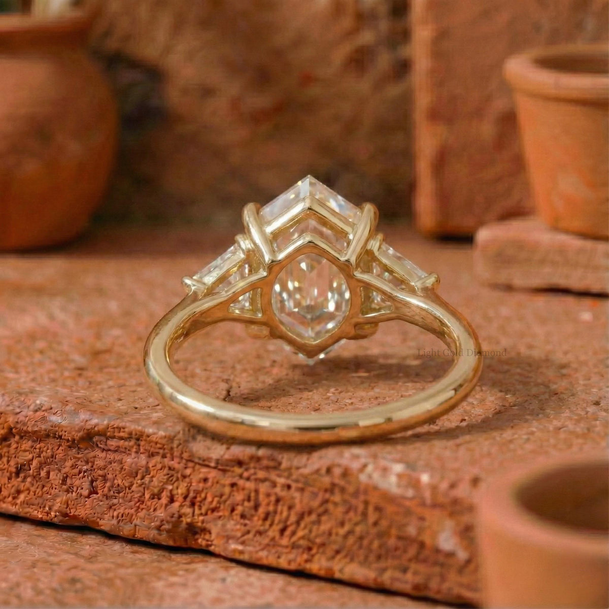Hexagon Cut Lab Grown Diamond Engagement Ring