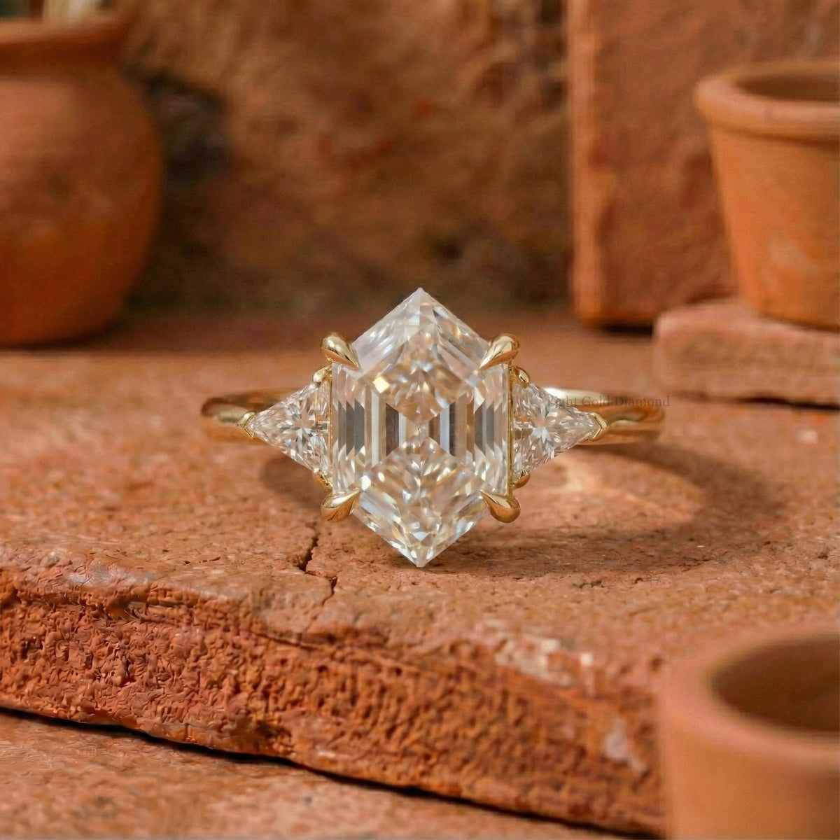 Hexagon Cut Lab Grown Diamond Engagement Ring