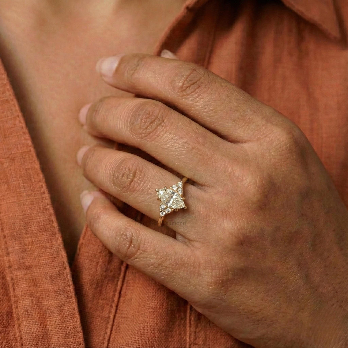 Marquise Diamond Cluster Engagement Ring